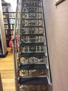 photo of cool metal library staircase